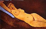 Amedeo Modigliani Reclining Nude with Blue Cushion painting